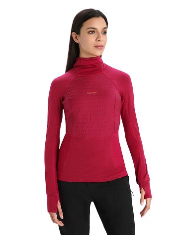 One Piece & Sets Icebreaker ZoneKnit™ Merino Insulated Long Sleeve Hoodie Damskie Różowe | PL 1146FDNM